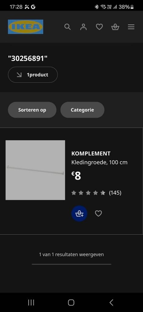 Kledingstang Ikea  "30256891, Huis en Inrichting, Ophalen of Verzenden