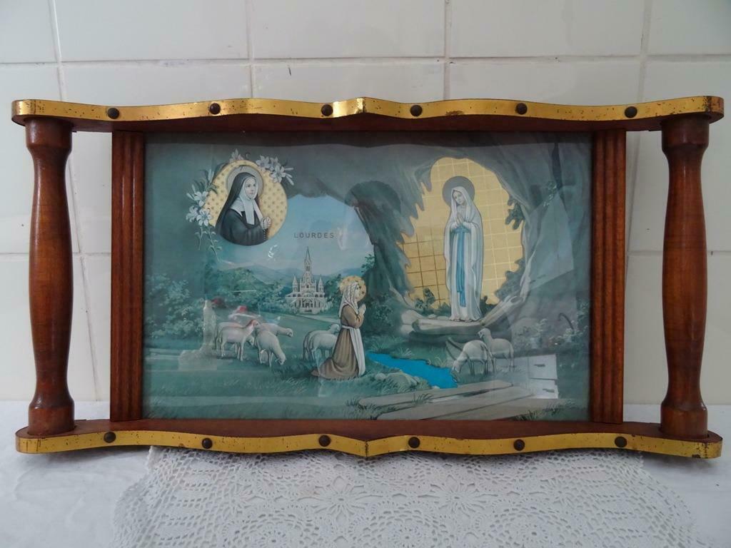 Lourdes vintage dienblad Lourdes Lourdesgrot 1970 Volkskunst, Ophalen of Verzenden