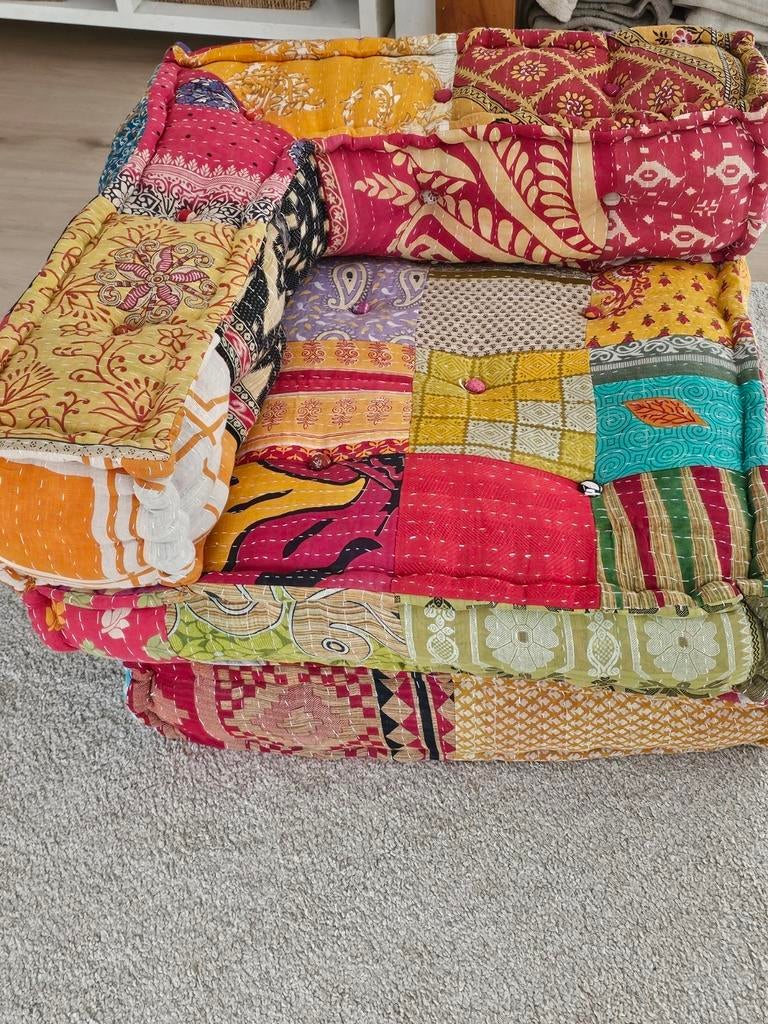 vidaXL - Poef -  patchwork, Huis en Inrichting, Slaapkamer | Slaapbanken, Ophalen