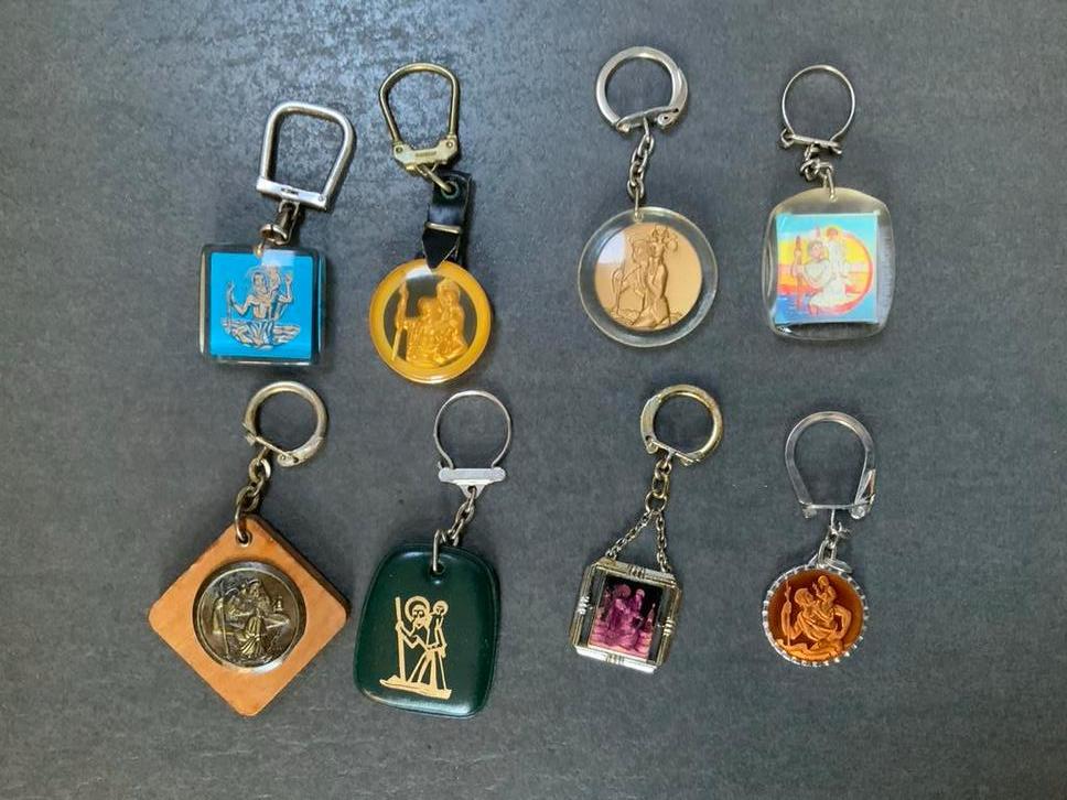 Oude Sint Christoffel sleutelhangers, Ophalen of Verzenden, Gebruikt