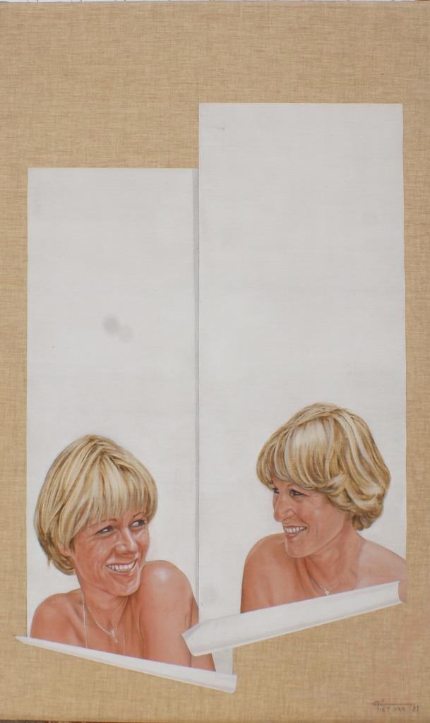 Piet Van (1955): Spiegelend vrouwenportret (O/D, 80x120 cm), Envoi