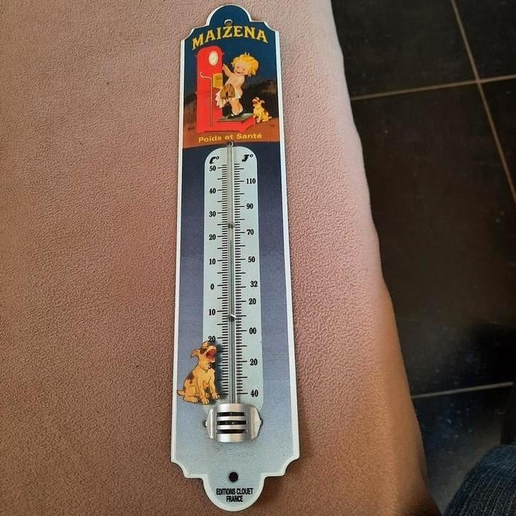 Emaille thermometer van Maïzena . Topstaat . 30 cm x 6,5 cm, Enlèvement ou Envoi, Comme neuf