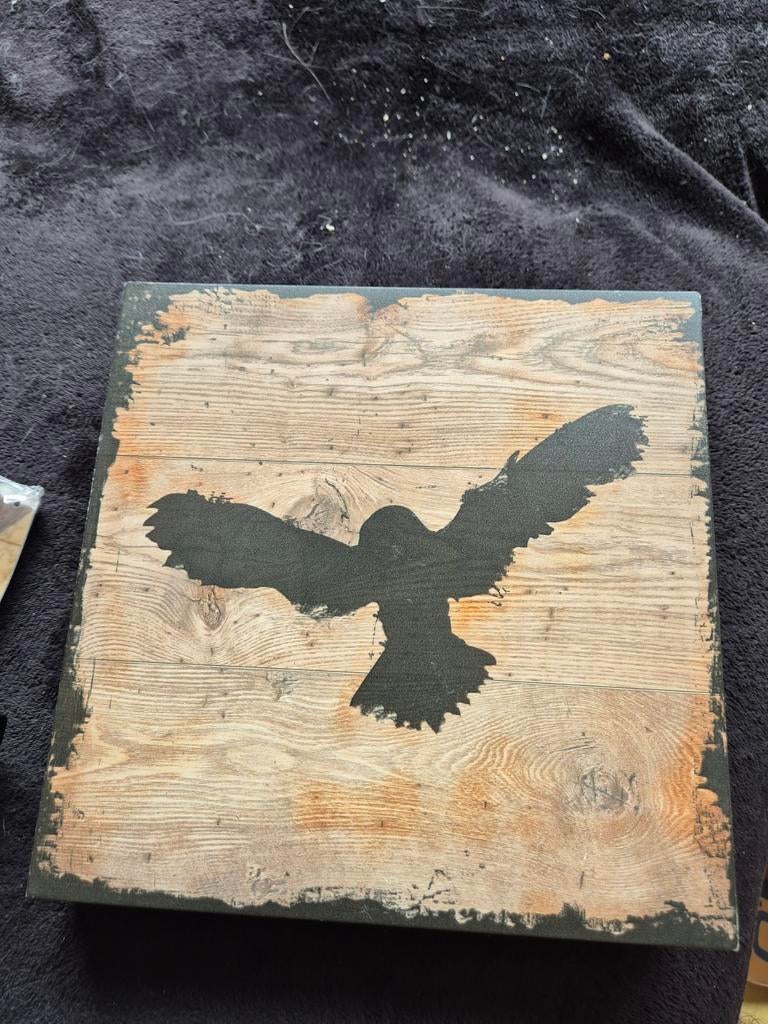 Houten paneel silhouet uil, Verzenden