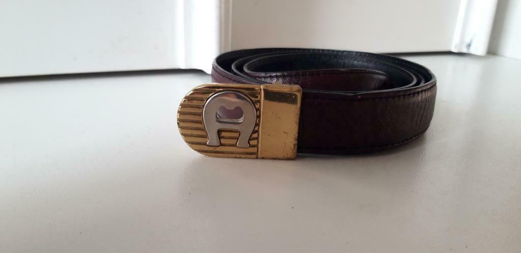 ETIENNE Aigner vintage ceintuur bordeau leder,lengte 90 cm, Ophalen, Gedragen