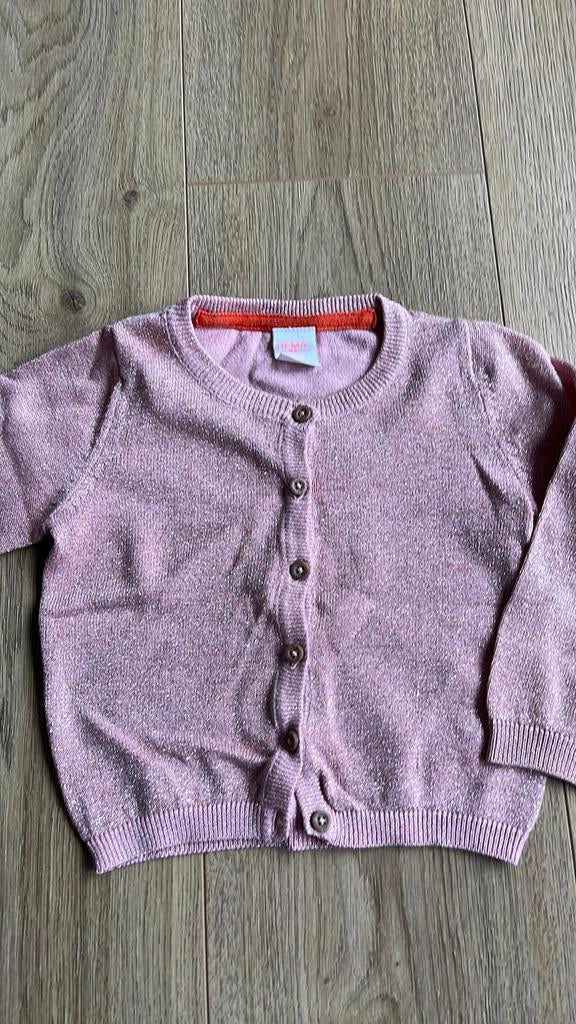 Roze gilet met glitterdraad mt92, Kinderen en Baby's, Kinderkleding | Maat 92, Gebruikt, Hema, Meisje, Trui of Vest