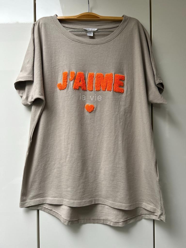 Groot beige Amisu T-shirt - Maat S, Kleding | Dames, Beige, Ophalen of Verzenden, Zo goed als nieuw, Korte mouw