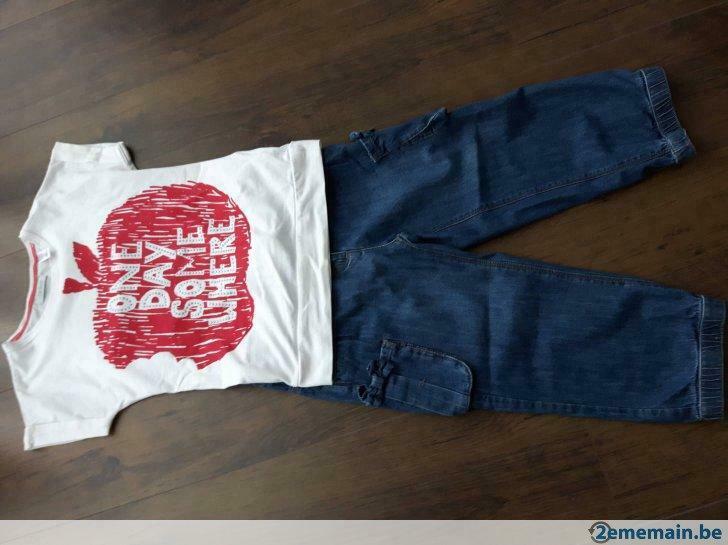 Ensemble pantacourt vertbaudet et t shirt okaidi 8ans., Utilisé