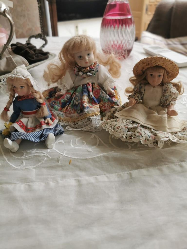 3 heel mooie oude volledig porseleinen popjes, Ophalen of Verzenden