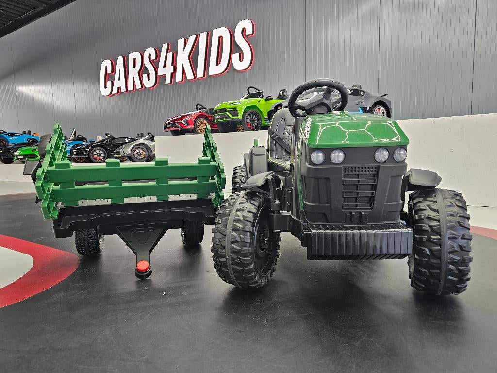 Kindertractor met aanhanger - leren zit - rubber banden - RC, Ophalen of Verzenden, Nieuw, Afstandsbediening