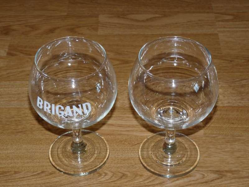 Twee glazen BRIGAND, Ophalen of Verzenden, Gebruikt, Glas of Glazen