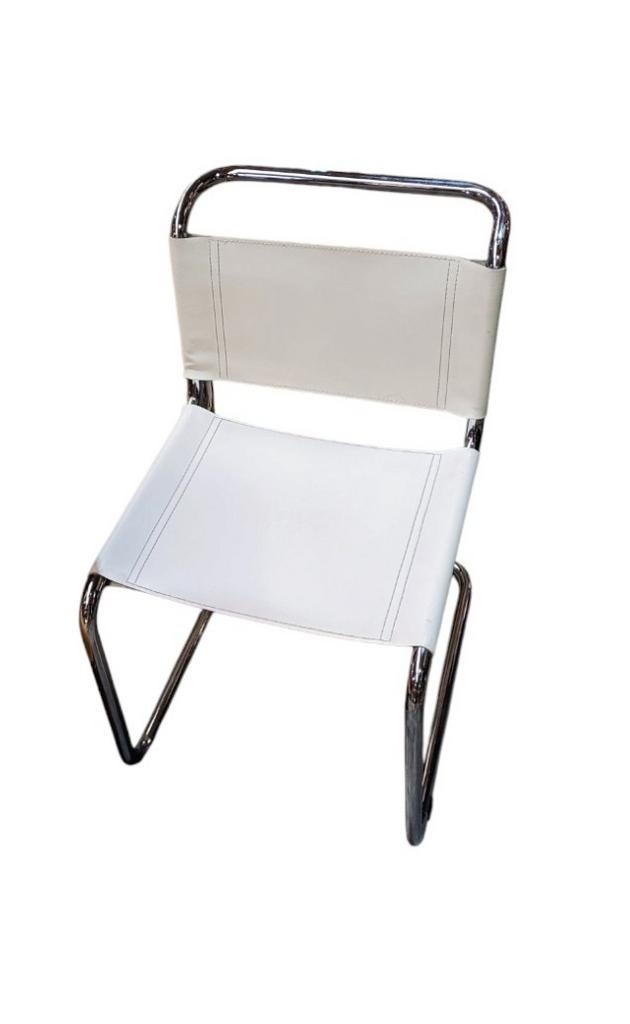 Chaise thonet S33 en cuir modèle blanc, Maison & Meubles, Enlèvement, Comme neuf, Blanc, Cuir