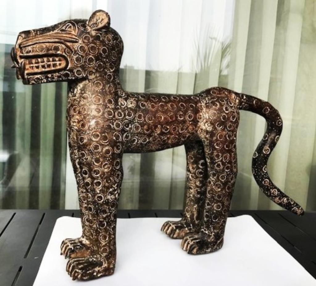 Léopard Bronze Antique Afrique Bénin 11kg😍😎👌💑🎁🤗👌, Antiquités & Art, Art | Sculptures & Bois, Statue, Brons, Mammifère, 50 - 100 cm