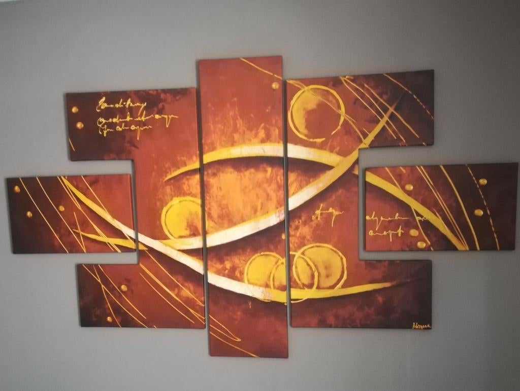 5 panelen abstracte kunst, Antiek en Kunst, Ophalen