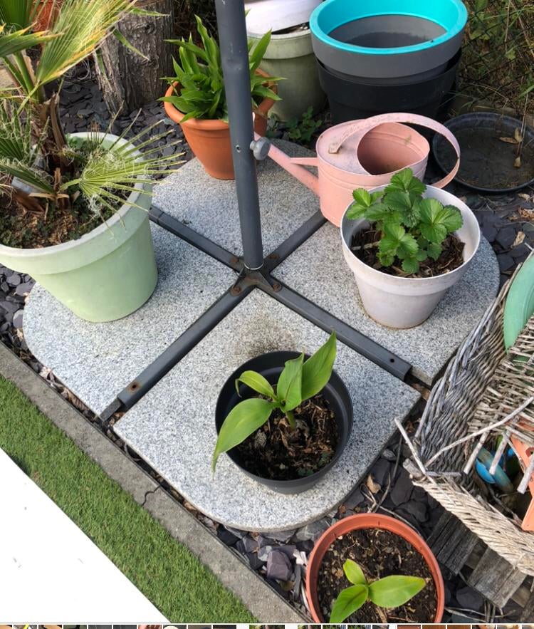 4 granieten parasol tegels stenen, Tuin en Terras, Ophalen of Verzenden, Gebruikt, Zweefparasol