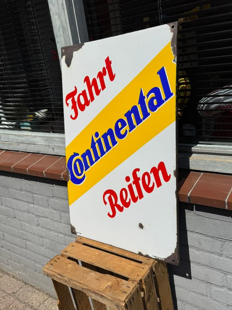 Panneau d'affichage en émail Continental, Antiquités & Art, Enlèvement