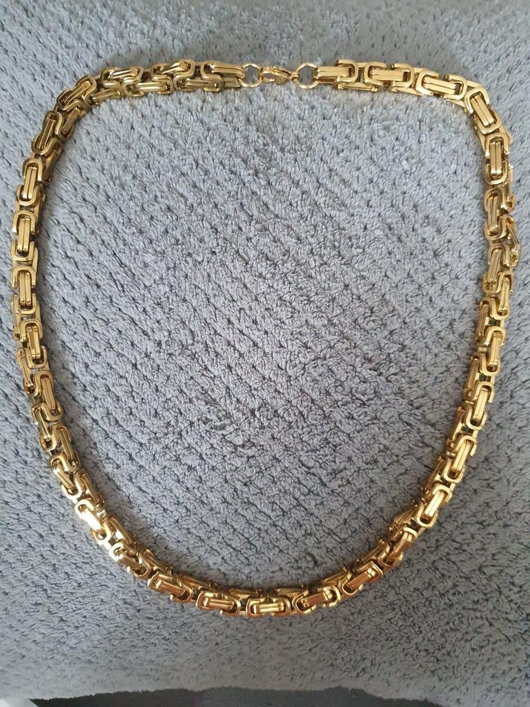 Nieuwe halsketting voor heren in stainless steel, Handtassen en Accessoires, Kettingen, Ophalen of Verzenden, Nieuw, Goud