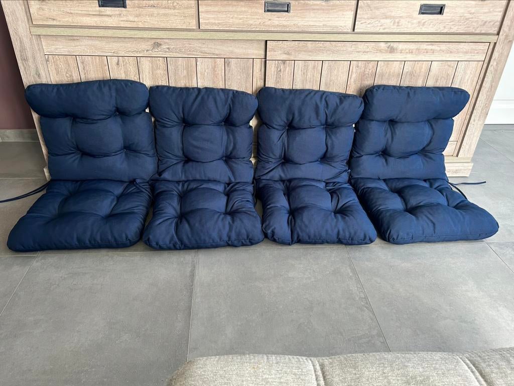 4 tuinkussens voor tuinstoelen 100x50x8 blauw, Enlèvement, Neuf
