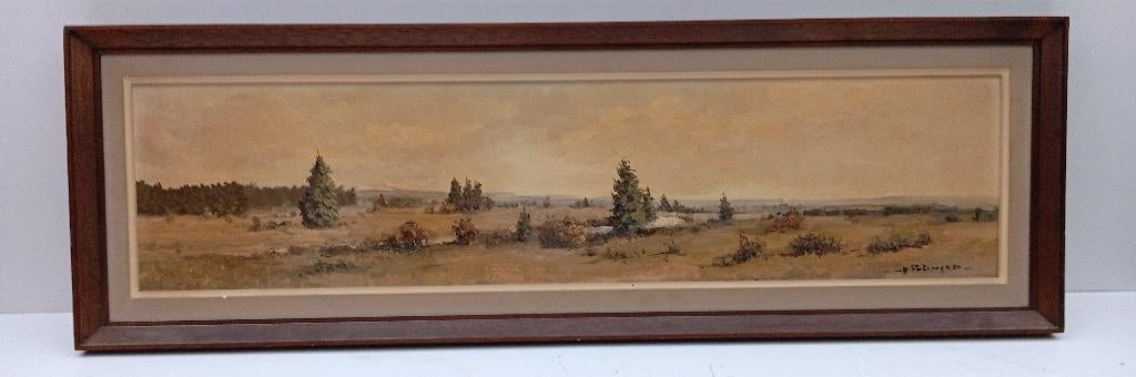 POLINARD René panoramisch schilderij 1975, Antiek en Kunst, Kunst | Schilderijen | Klassiek, Ophalen of Verzenden