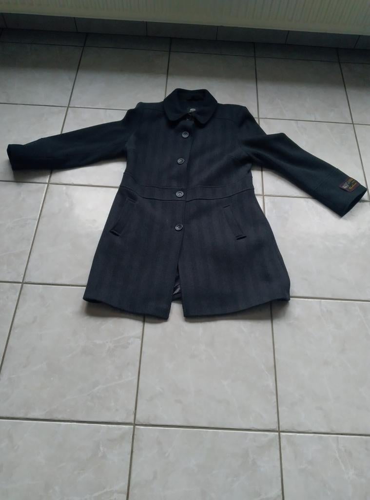 Mooie lange zwarte wollen jas, Zwart, Maat 46/48 (XL) of groter, Ophalen of Verzenden, Zo goed als nieuw