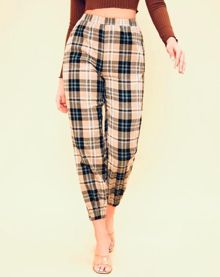 Bruine geruite broek van Shein 34/XS, Kleding | Dames, Broeken en Pantalons, Bruin, Ophalen of Verzenden, Zo goed als nieuw, Driekwart