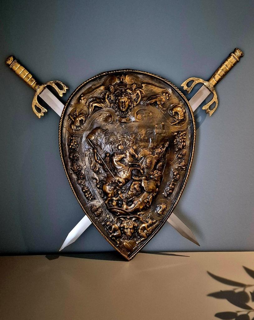 Wapenschild koning Henri II van Frankrijk met 2 zwaarden, Enlèvement ou Envoi, Cuivre