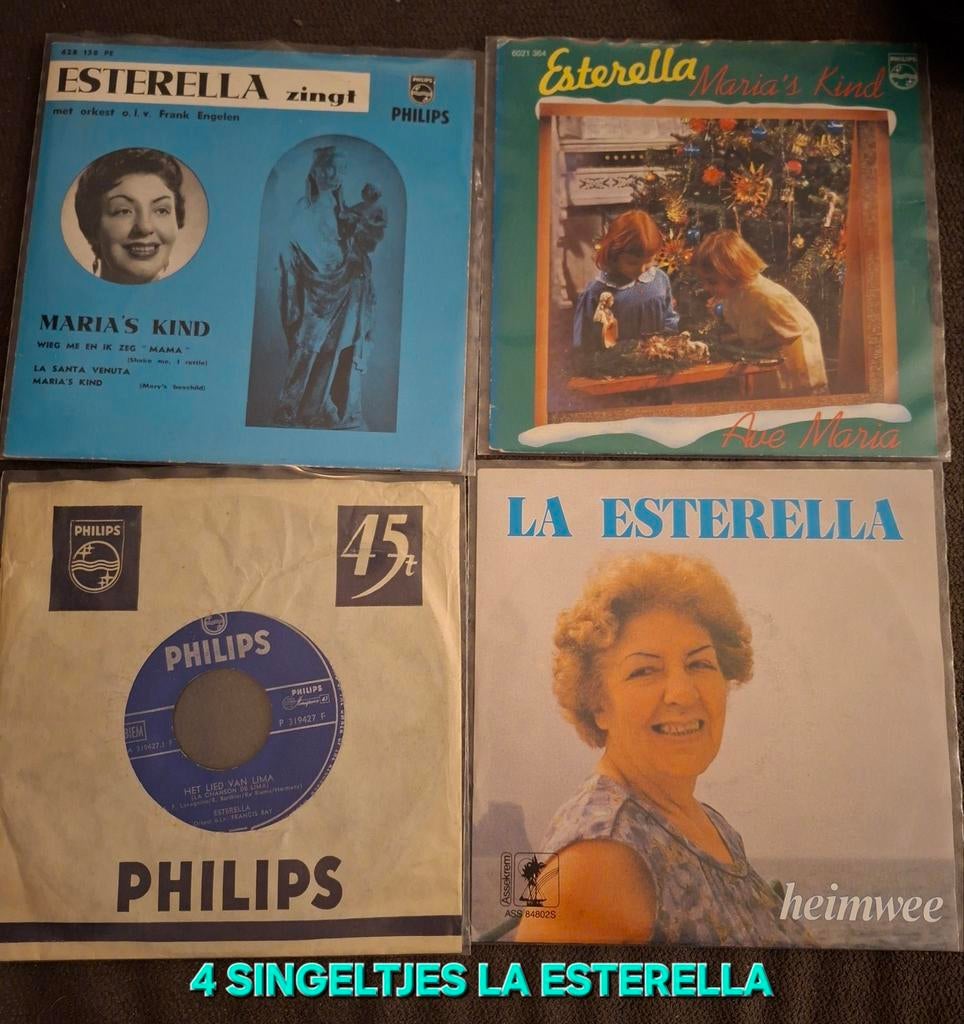4 SINGELTJES LA ESTERELLA, Ophalen of Verzenden, Gebruikt, 10 inch, Levenslied of Smartlap