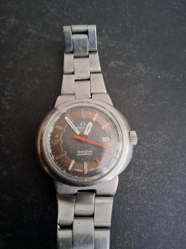 Montre Omega Geneva - Date automatique dynamique, Montre-bracelet, Enlèvement ou Envoi, 1960 ou plus tard, Omega