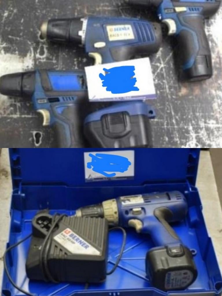 GRATUIT Mes 😃  🧑‍🔧 outils BERNER 2 Perceuses, 2 Visseuses, Enlèvement, Utilisé, Foreuse et Perceuse
