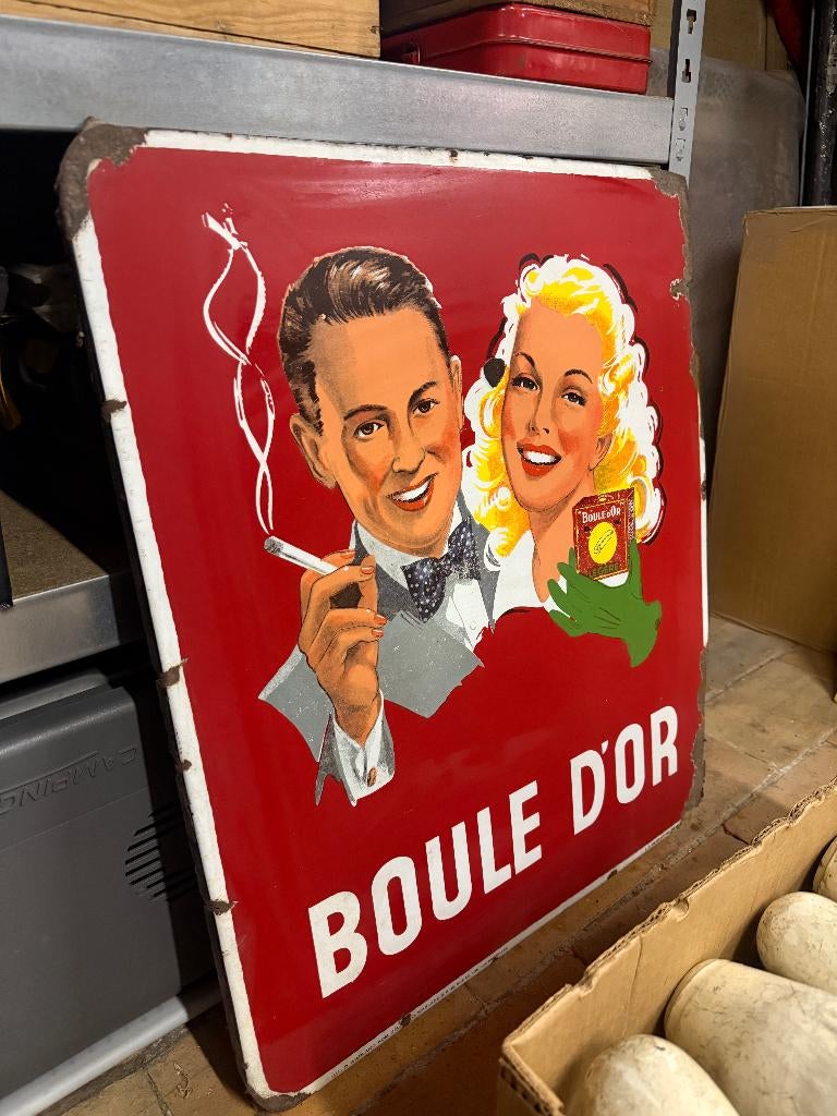 Originele vintage emaille reclameplaat – “Boule d’Or”, Verzamelen, Ophalen, Gebruikt, Reclamebord