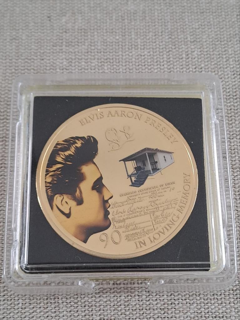 Herdenkingsuitgave Elvis Presley met Certificaat, Postzegels en Munten, Munten | Europa | Euromunten, Ophalen of Verzenden, Goud