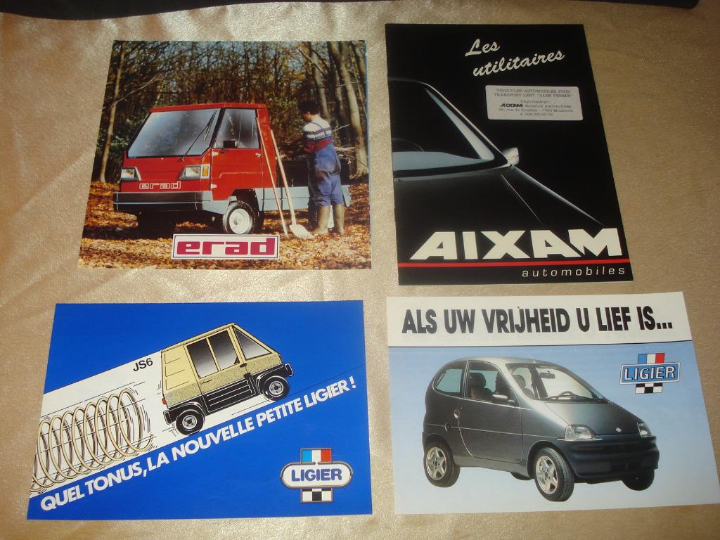 Lot de 4 Brochures Dépliants Micro Cars Ligier, Aixam, Erad, Ophalen of Verzenden, Nieuw, Overige merken