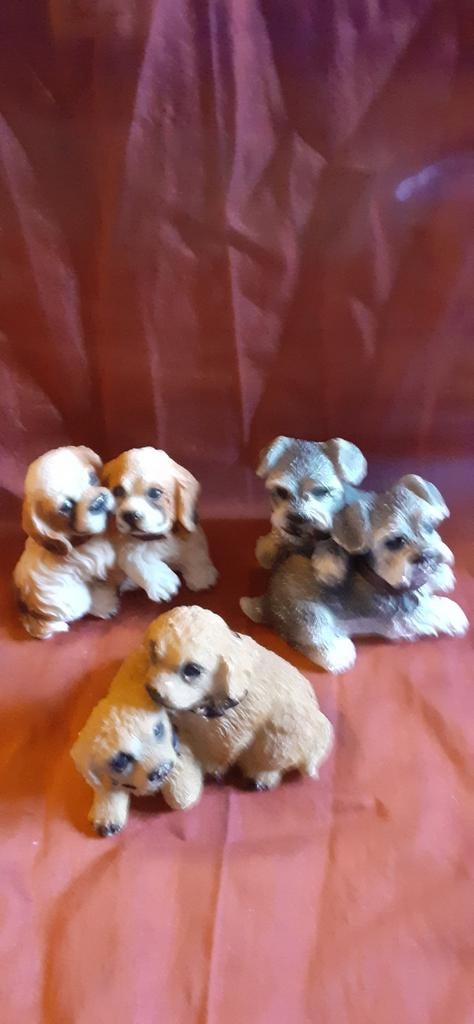 3 couples de chien décoratifs en résine, Enlèvement ou Envoi, Utilisé, Animal