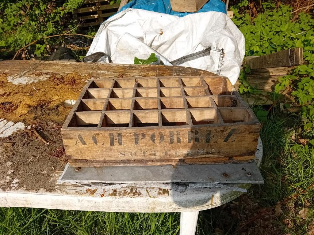 Oude vintage houten bierbak Ach  Porrez Zottegem, Verzamelen, Ophalen of Verzenden, Gebruikt