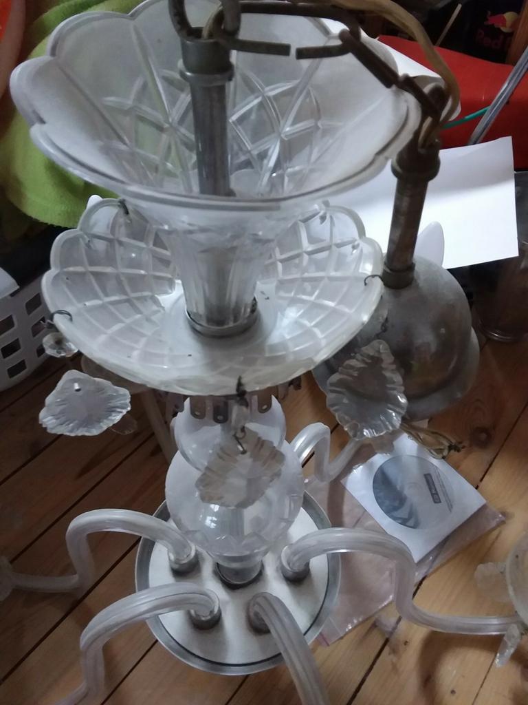 kristallen luster voor op te knappen., Antiek en Kunst, Antiek | Verlichting, Ophalen
