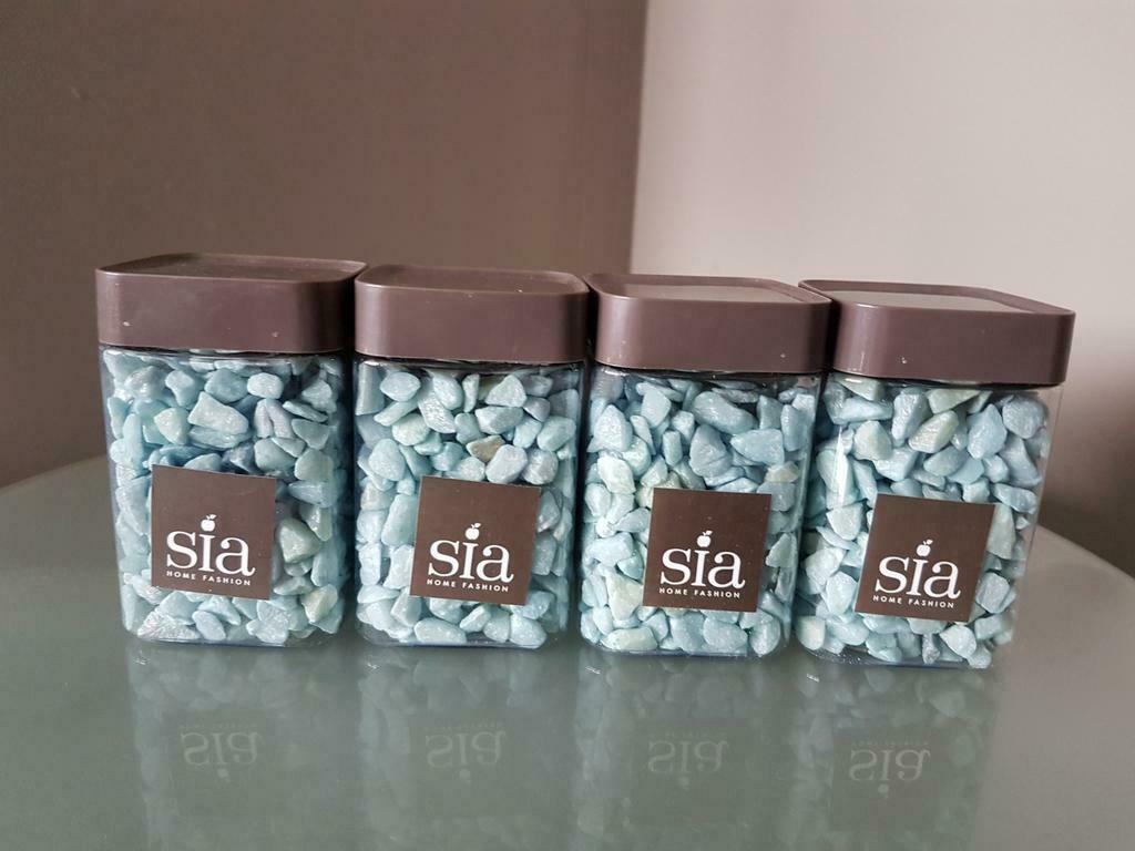 4 potjes sierkiezels van Sia, Ophalen, Nieuw, Blauw