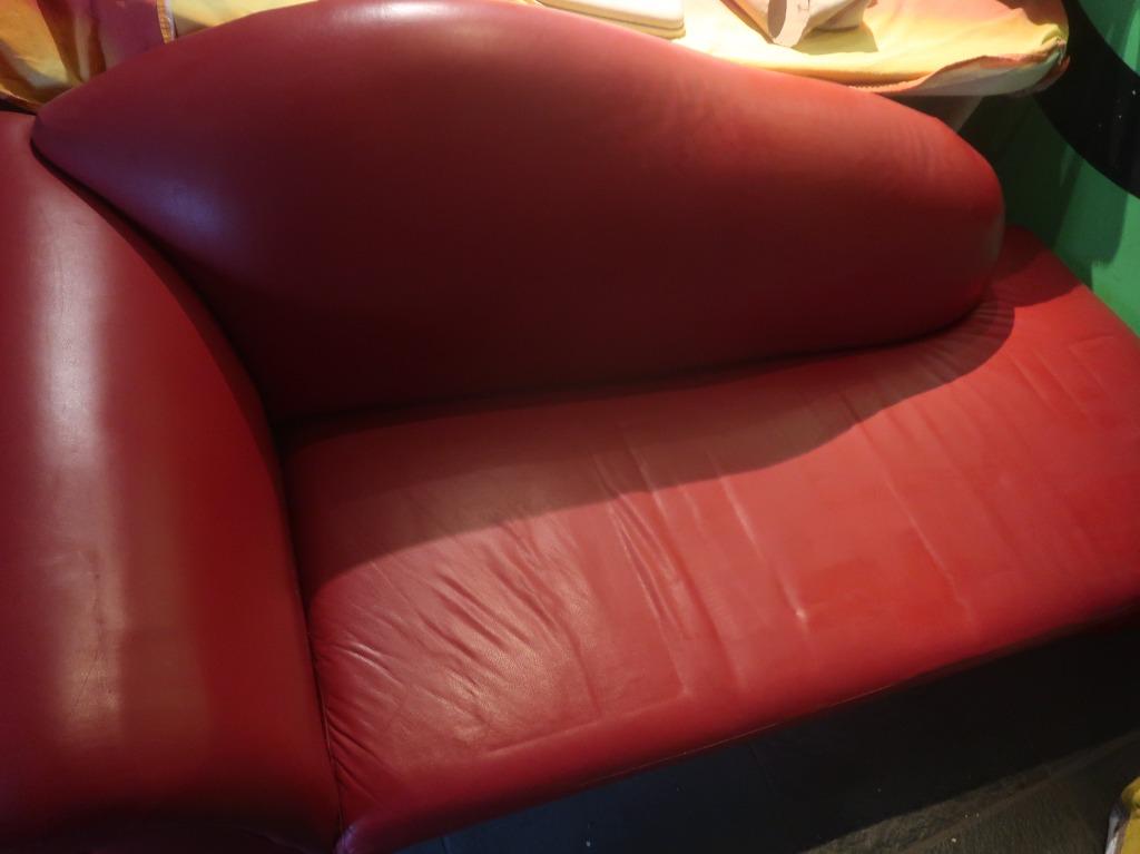 zetel rood leder driezit, Huis en Inrichting, Ophalen, Driepersoons, Rechte bank, 200 tot 250 cm