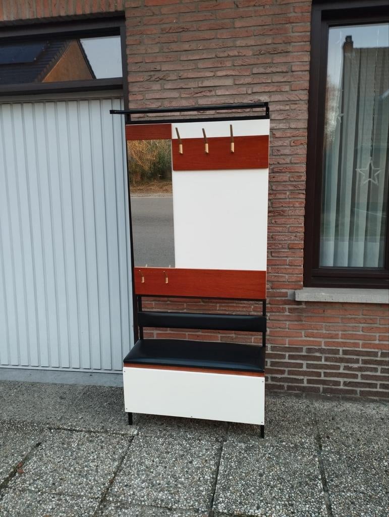 Vintage kapstok kast met spiegel en opbergkast, Enlèvement