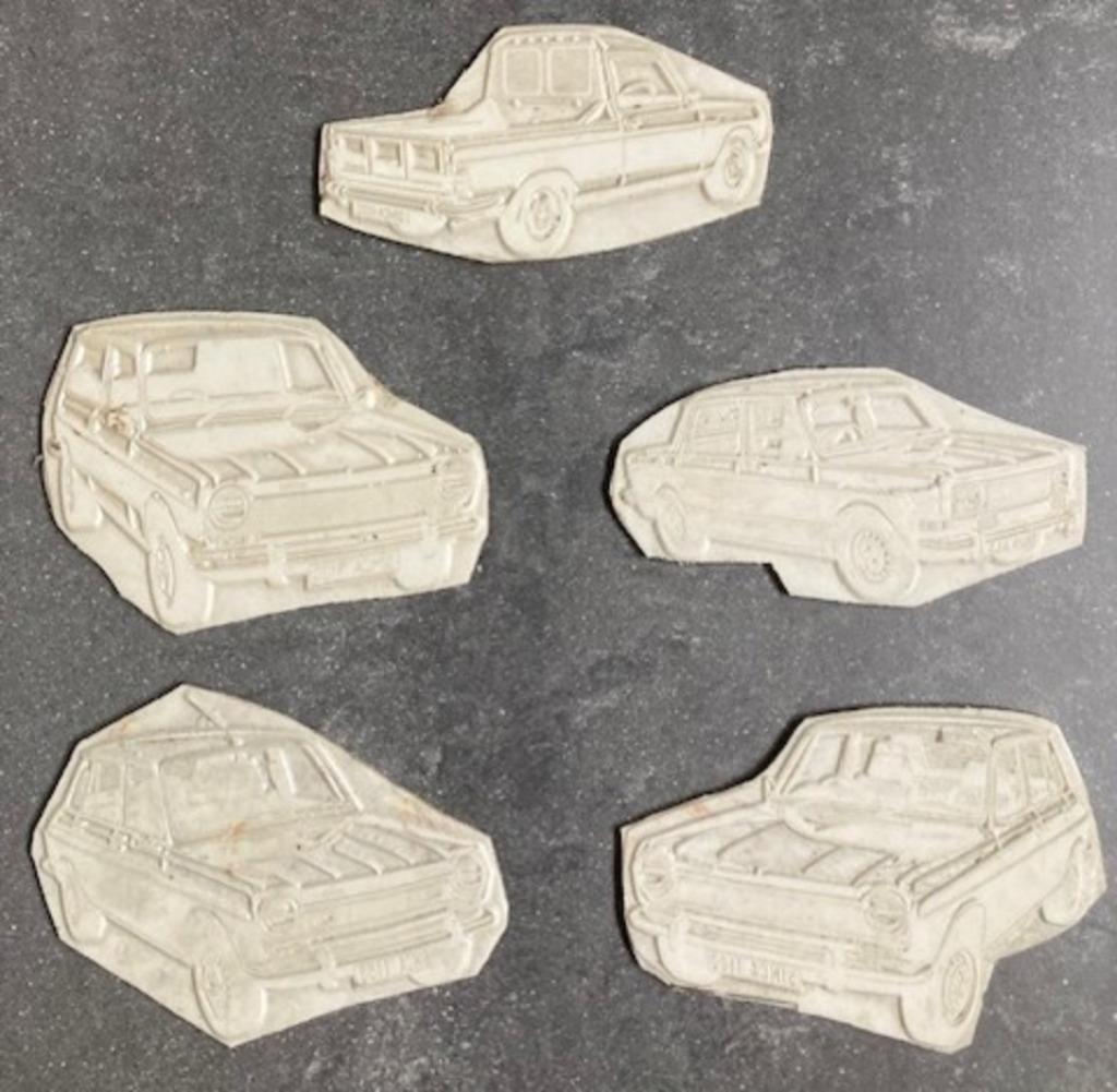 Auto-Simca-1100-Vintage-Drukpers-Stempel-Lotje-5 stuks-mooi, Verzamelen, Verzenden, Zo goed als nieuw, Auto's