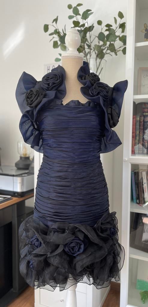 Robe de soirée + boléro t.38, Taille 38/40 (M), Robe de cocktail, Comme neuf, Bleu