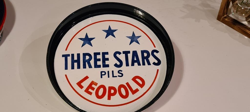three stars pils leopold Emaille plateau bierplateau, Verzamelen, Ophalen of Verzenden