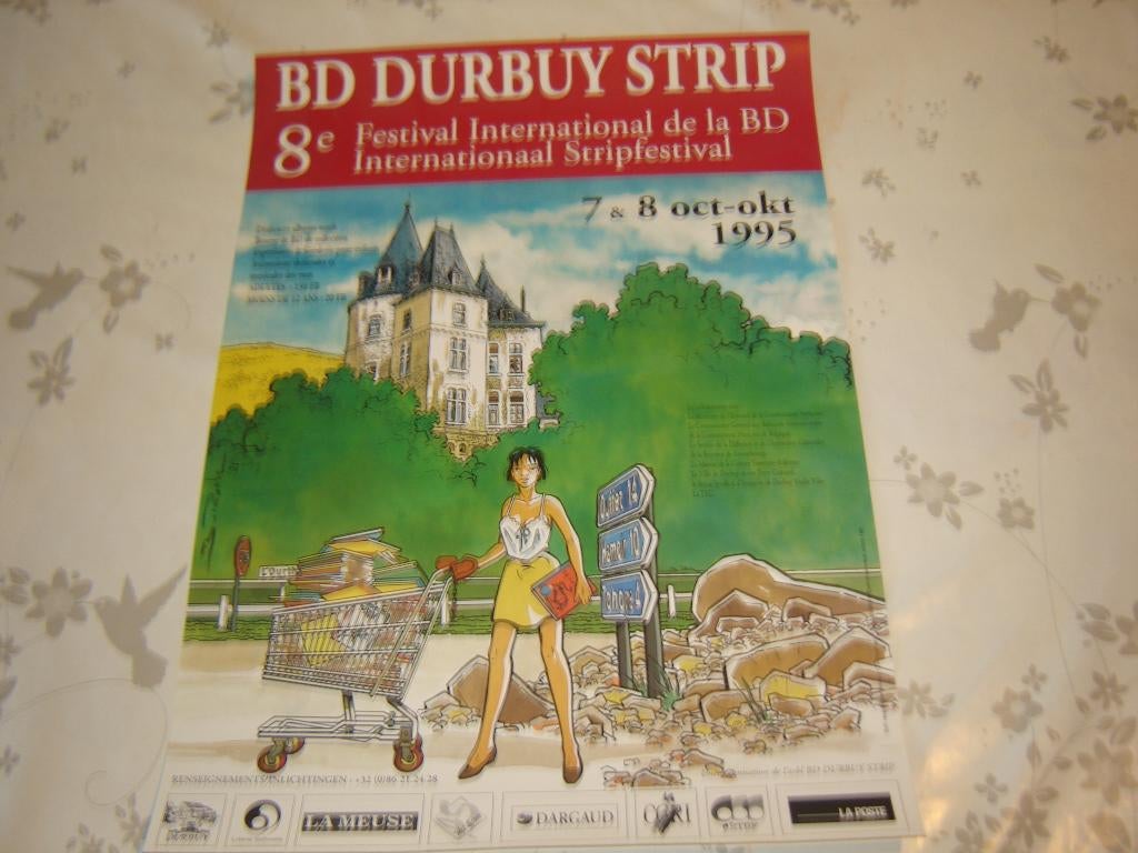 Affiche internationaal stripfestival Durbuy., Ophalen of Verzenden, Overige figuren, Zo goed als nieuw, Plaatje, Poster of Sticker