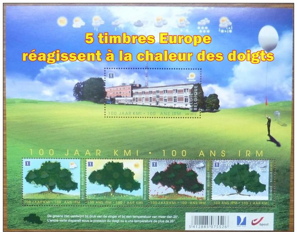 2013-100ANS IRM-météo 5x3.07€--timbre réagi a la chaleur, Enlèvement ou Envoi