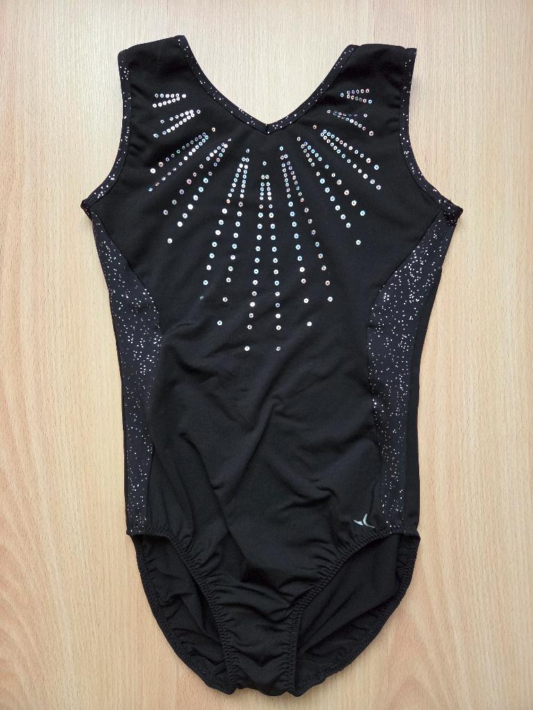 Zwarte maillot met glitter, Gebruikt, Zwart, Turnpak(je), Kindermaat 122 t/m 140