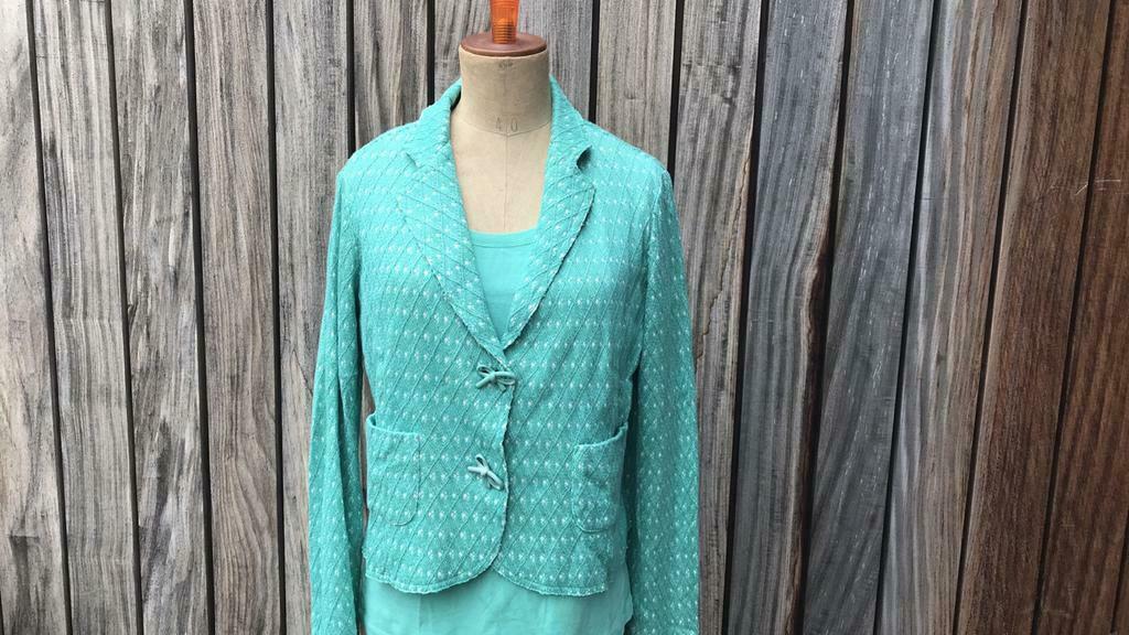 Gigue, blazer en t-shirt, turquoise/ wit. Maat 44/46, Ophalen of Verzenden, Maat 42/44 (L), Wit