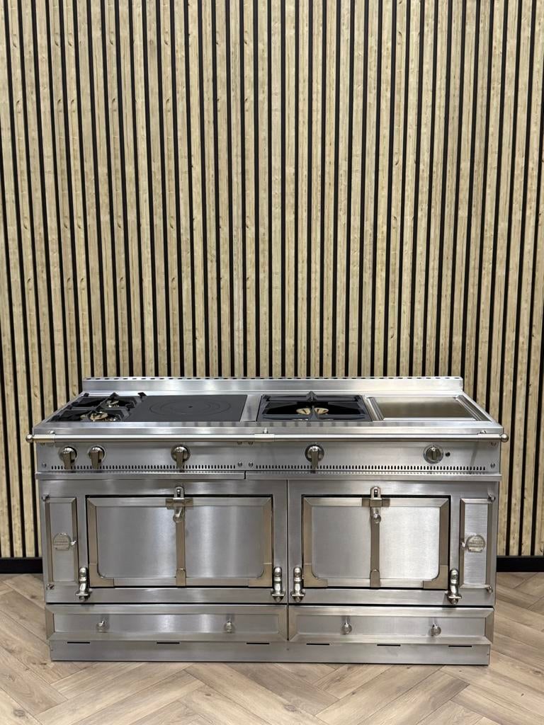 La Cornue 165 cm en acier inox Gaz Coup de Feu + Teppanyaki, Electroménager, Cuisinières, Enlèvement ou Envoi, Comme neuf, Gril