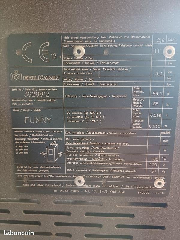 poêle à pellets Edilkamin Funny 11 kW, Autres carburants, Enlèvement, Utilisé, Poêle à granulés