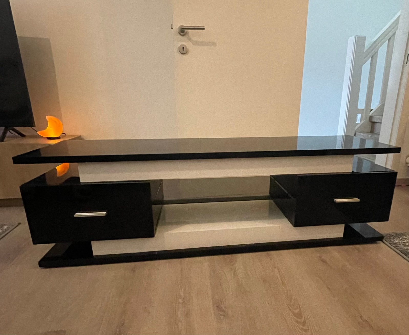 Meuble TV au design moderne - noir et blanc brillant, Enlèvement, Comme neuf
