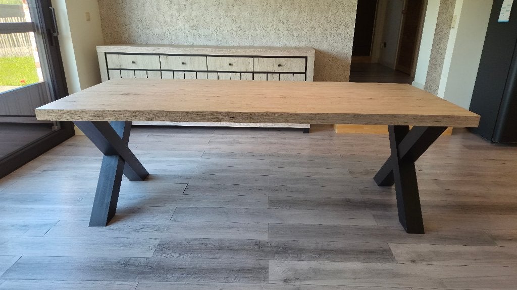 Eettafel en salontafel in eiklook, Huis en Inrichting, Ophalen, Rechthoekig, 200 cm of meer, 50 tot 100 cm
