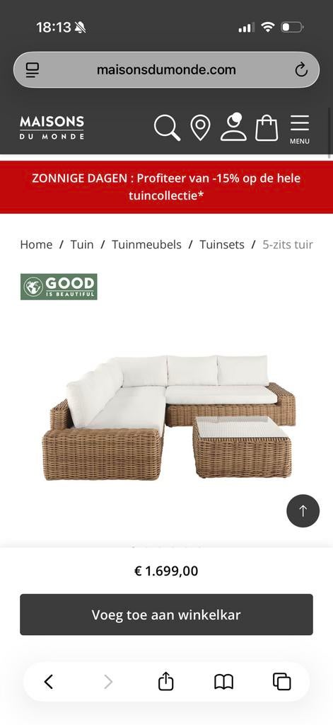 Tuinsalon salon de jardin loungeset, Tuin en Terras, Ophalen, Kunststof, 6 zitplaatsen, Bijzettafel