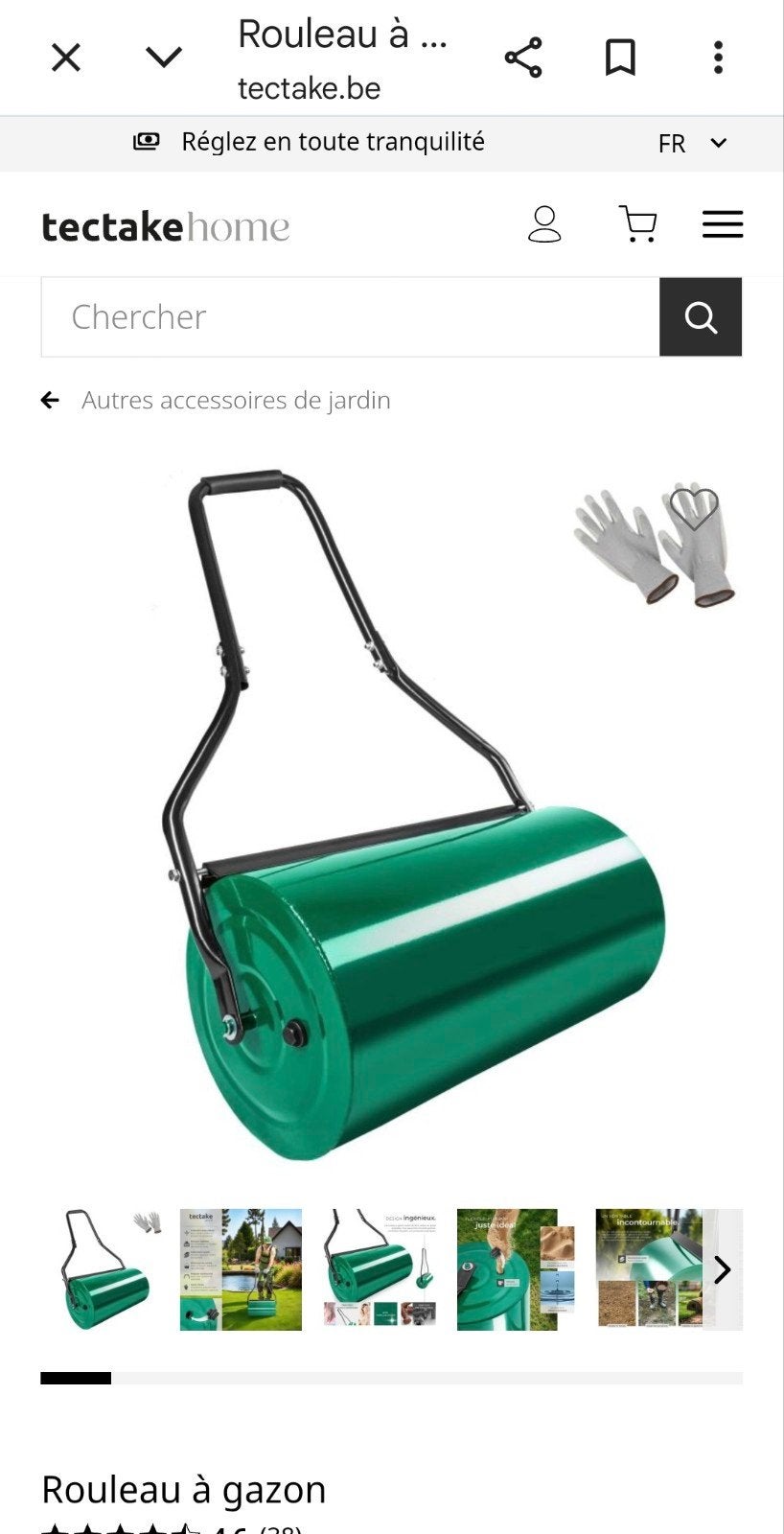 Rouleau à gazon 60 cm avec Brancard en Acier, Enlèvement